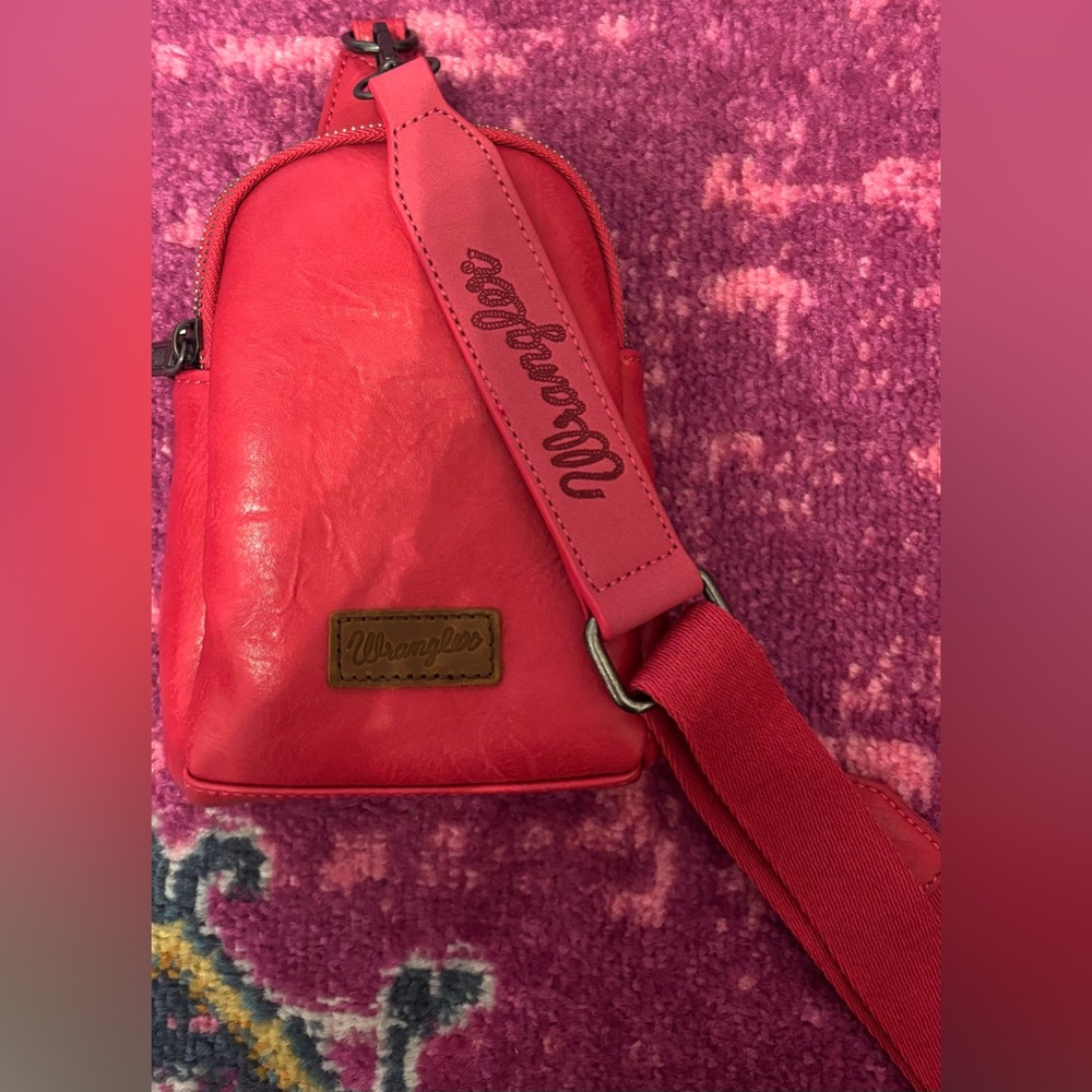 Wrangler Pink Crossbody Bag with Gold Accents